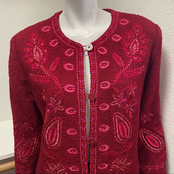 Linea by Louis Dell'Olio Embroidered Wool Blend Jacket Sz L - Picture 2 of 10